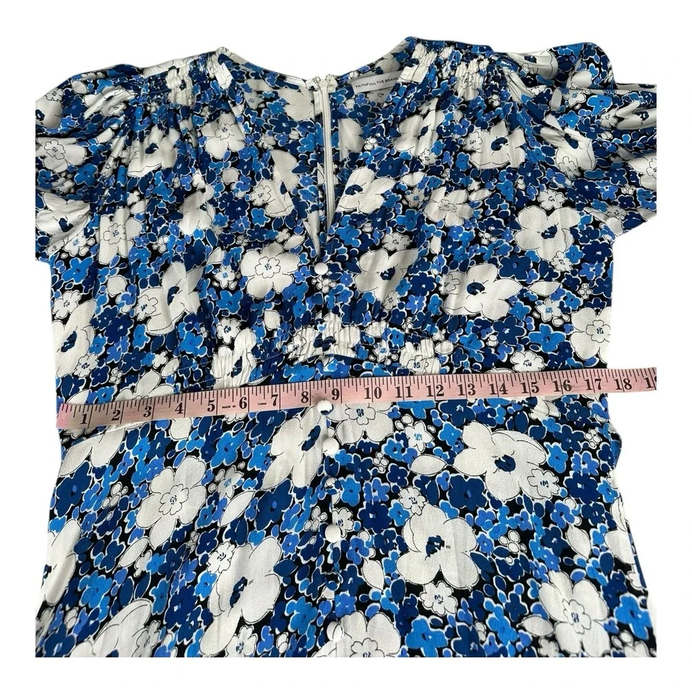 FAITHFULL THE BRAND Women's Casual White Blue Floral Midi Dress US‎ 6